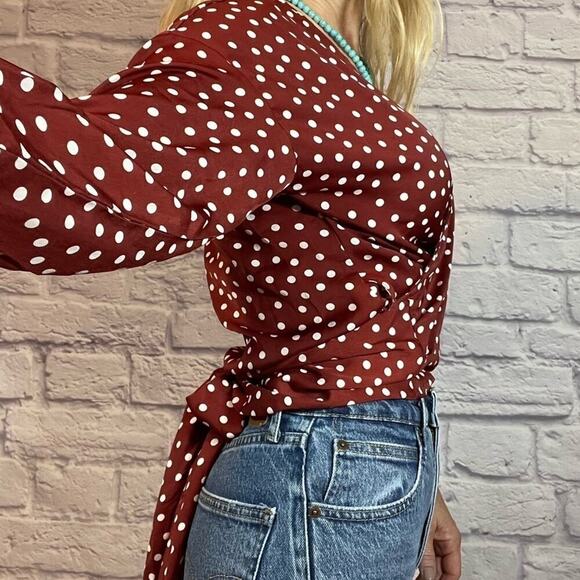 Cotton On polka dot wrap crop top blouse - Picture 2 of 7
